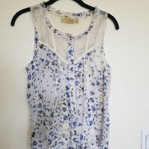 Princess Vera Wang Sleeveless Sheer Floral Blouse S